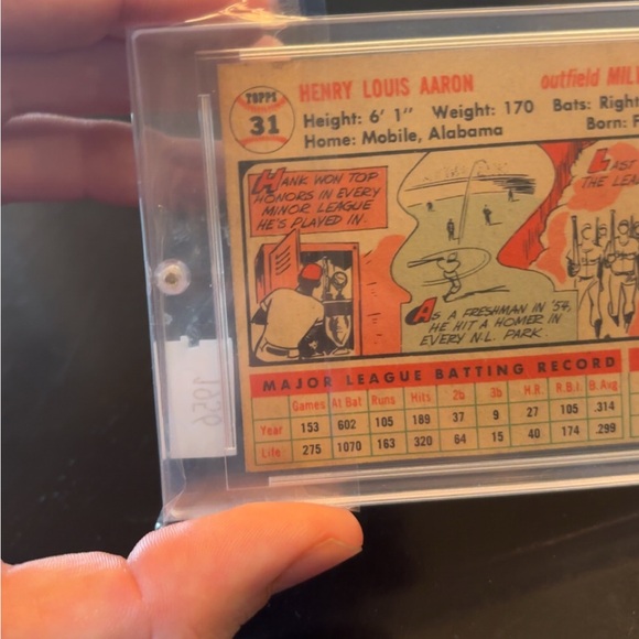 Authentic!! Hank Aaron 1956 Topps White Back Card #31 - Picture 7 of 8